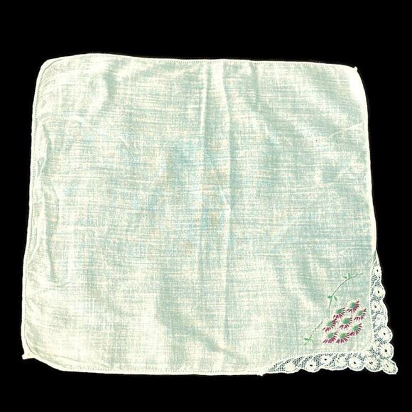 Vtg Lace Embroidered Handkerchief Floral Formal Dainty Vintage Feminine Bridal - Picture 10 of 11